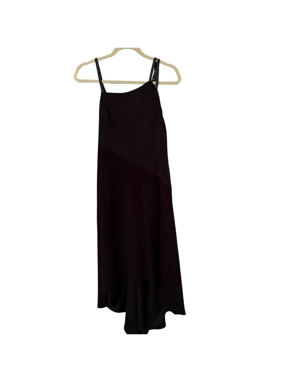 Halston Heritage Size S Black Asymmetrical Spaghetti Strap Sleeveless Dress